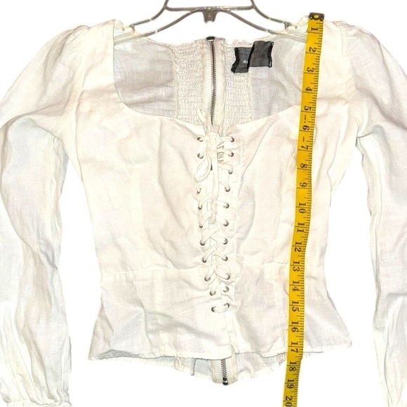 Host Pick 🎉▶️ Reformation ◀️ Paloma White Linen Lace Up Top - Picture 12 of 16